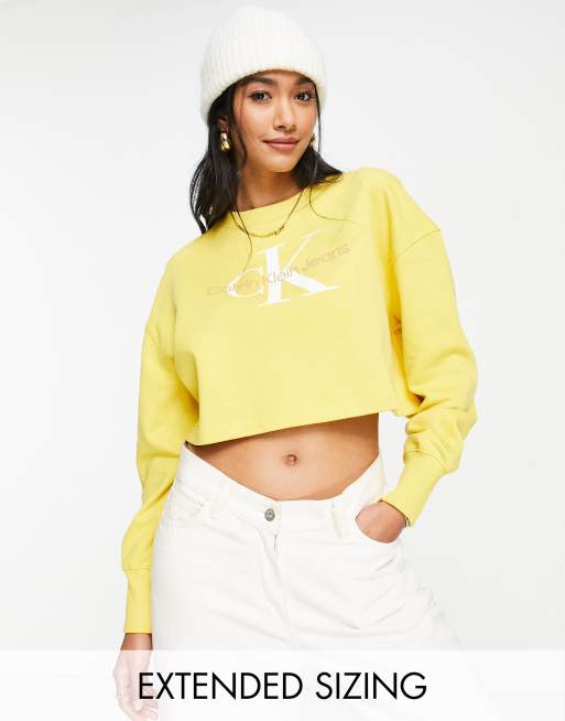 Calvin Klein Jeans Sweat ras de cou avec logo monogramme Jaune