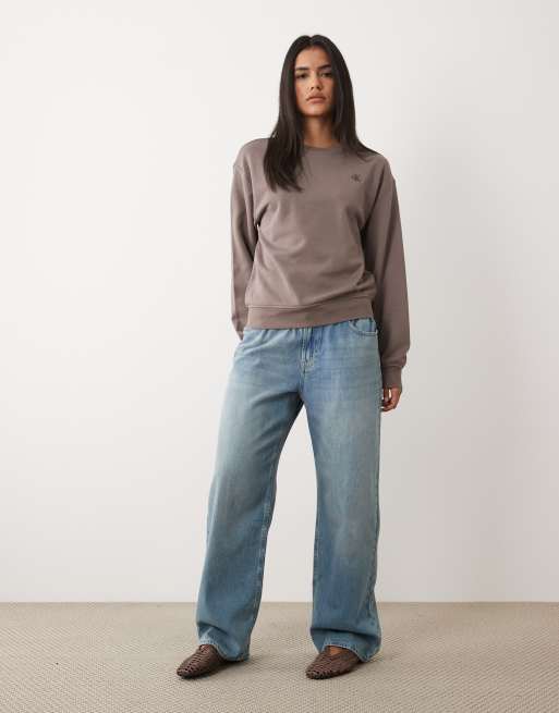 Calvin Klein Jeans sweat-shirt en French Terry à monogramme marron clair, 2 de 4
