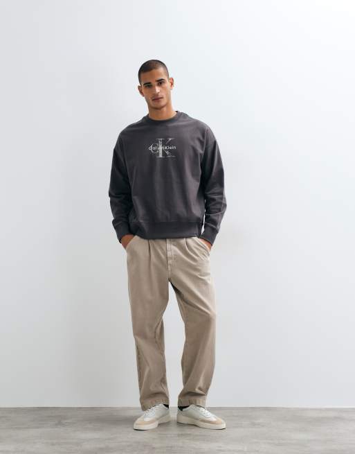 Calvin Klein Jeans sweat-shirt Monologo Terry noir, 2 de 5