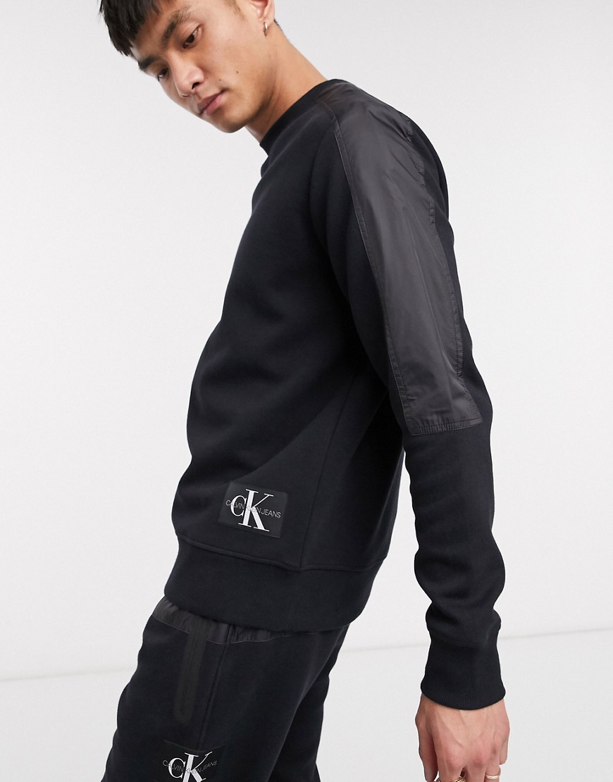 Calvin Klein Jeans - Sweater van diverse materialen in zwart