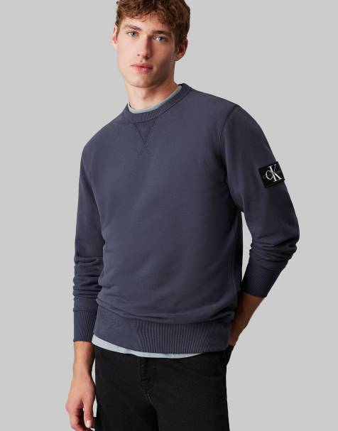 Calvin Klein Jeans – Sweatshirt aus Baumwoll-Frottee in Tusche mit Aufnäher - view 1
