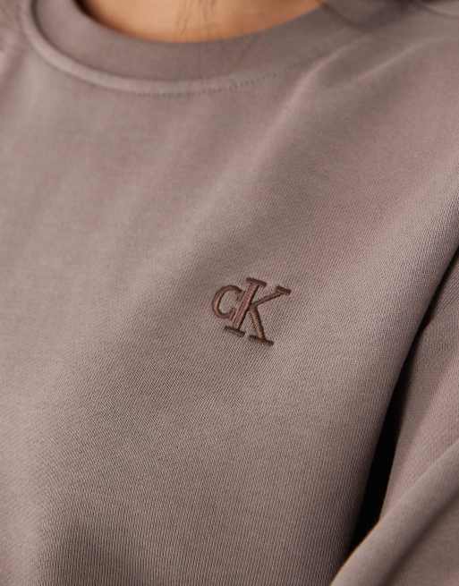 Calvin Klein Jeans sweatshirt in French Terry con monogramma, malva, 3 di 4