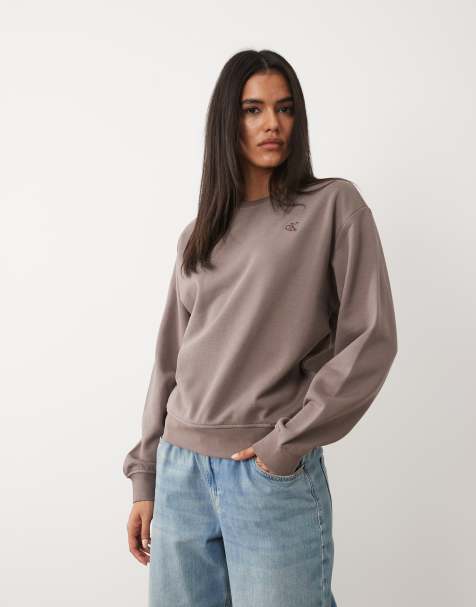 Calvin Klein Jeans sweatshirt in French Terry monogramma marrone chiaro - view 1