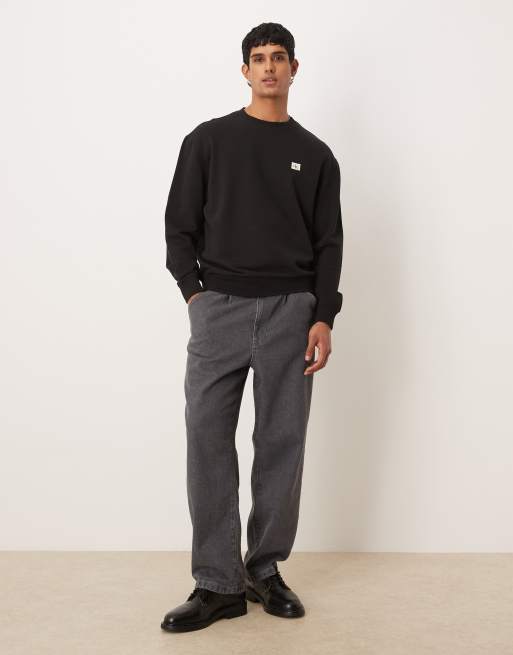Calvin Klein Jeans – Sweatshirt in Schwarz mit Logoaufnäher , 2 von 5