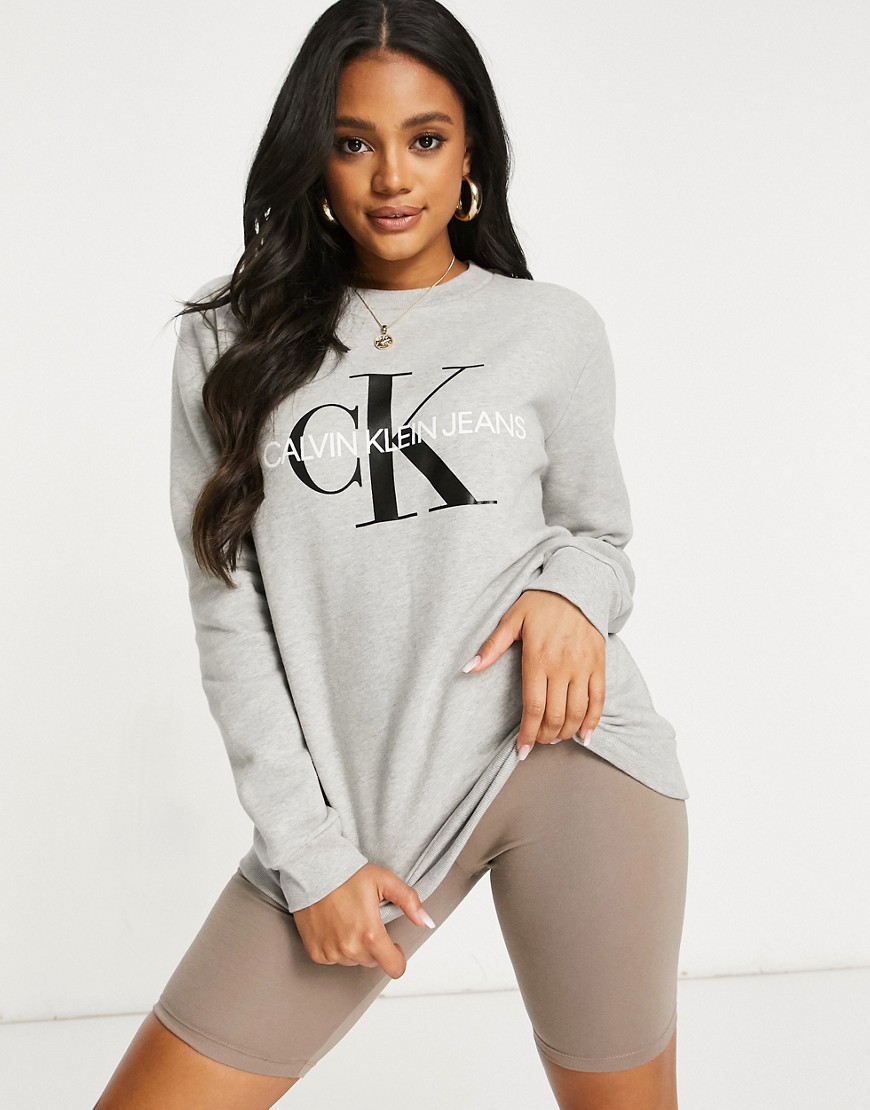 Calvin Klein Jeans - Sweatshirt med logga-Grå