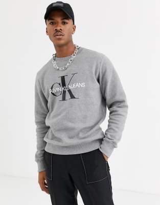 Calvin Klein Jeans iconic monogram sweatshirt in grey Grey