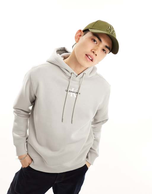Calvin Klein Jeans - Sweatshirt met monogramlogo en ronde hals in donkergrijs