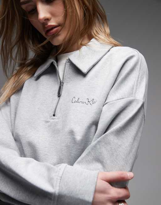 Calvin Klein Jeans - Sweatshirt van badstof in grijs, 3 van 4