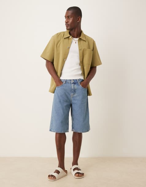 Calvin Klein Jeans relaxed jorts in mid blue wash