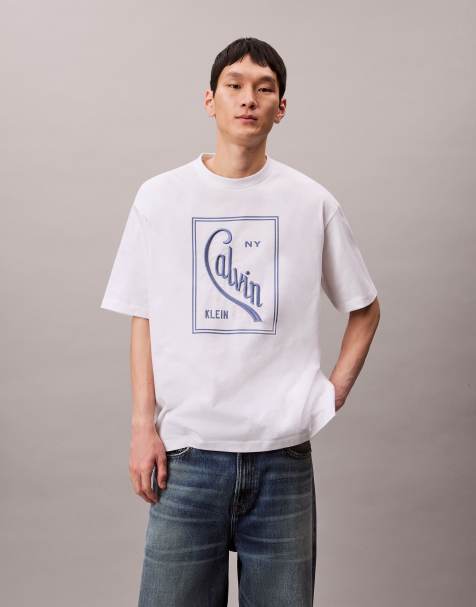 Calvin Klein Jeans - T-shirt à imprimé encadré - Bleu et blanc - view 1