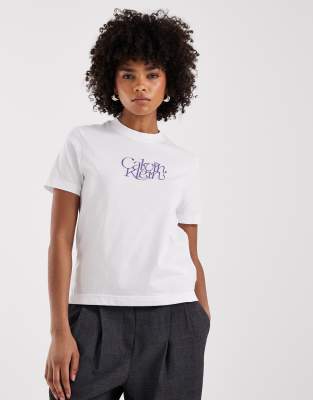 Jeans - T-shirt à inscription - Blanc XS