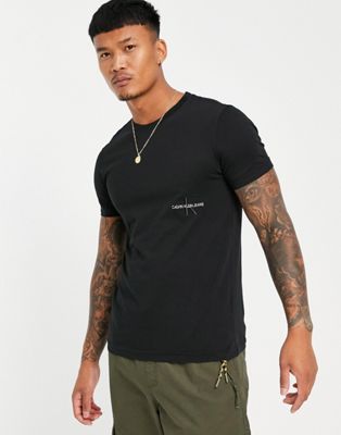 Homme Calvin Klein Jeans - T-shirt à logo emblématique excentré - Noir