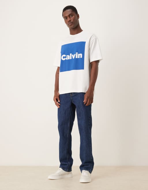 Calvin Klein Jeans - T-shirt à logo encadré - Bleu et blanc, 2 de 5