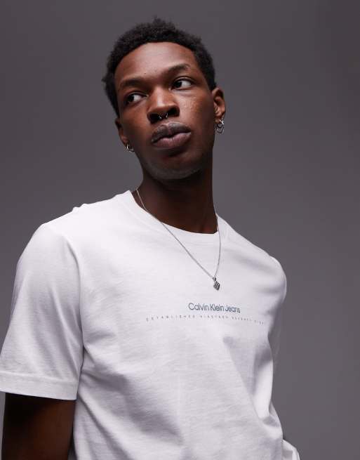 Calvin Klein Jeans - T-shirt à logo minimaliste - Blanc
