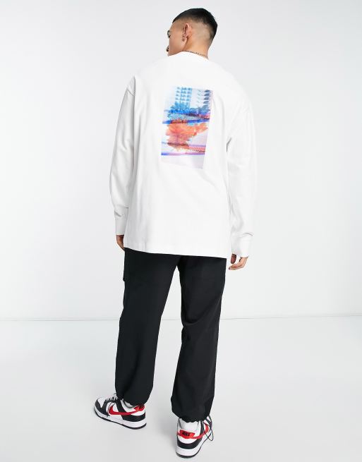 Calvin Klein Jeans - T-shirt à manches longues avec logo fleuri - Blanc, 3 de 4