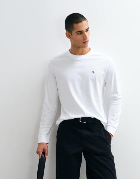 Calvin Klein Jeans - T-shirt à manches longues avec monogramme - Blanc - view 1