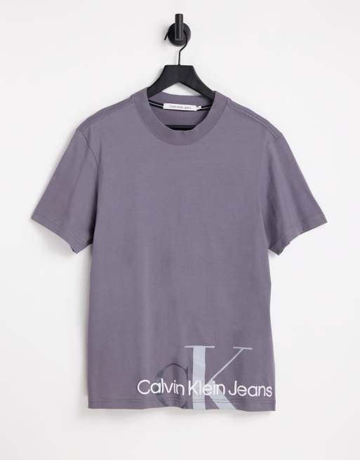 Calvin Klein Jeans - T-shirt à monogramme tronqué bicolore - Gris