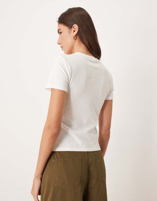 Calvin Klein Jeans - T-shirt ajusté effet rétréci à imprimé graphique - Blanc, 4 de 4