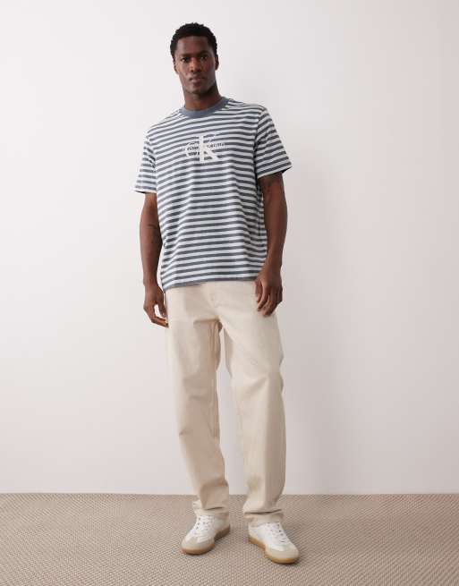 Calvin Klein Jeans - T-shirt antracite a righe con monologo , 2 di 5
