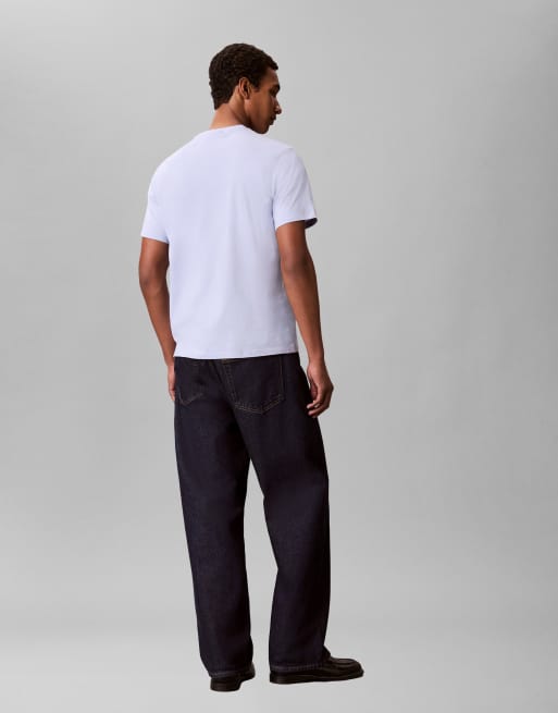 Calvin Klein Jeans - T-shirt azzurra con logo a stemma , 3 di 3