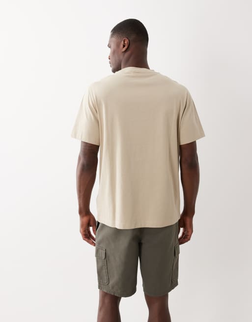 Calvin Klein Jeans - T-shirt beige con monogramma , 3 di 5