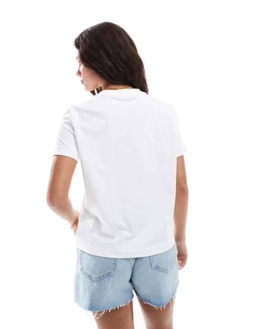 Calvin Klein Jeans - T-shirt bianca e blu con scritta del logo al centro, 3 di 4
