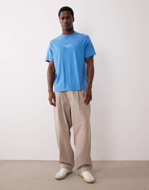Calvin Klein Jeans - T-shirt blu lavaggio acido con grafica, 2 di 5