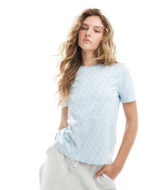 Calvin Klein Jeans - T-shirt blu pallido con stampa - view 1