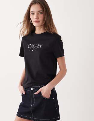 Jeans - T-shirt classique à imprimé graphique - Noir XL