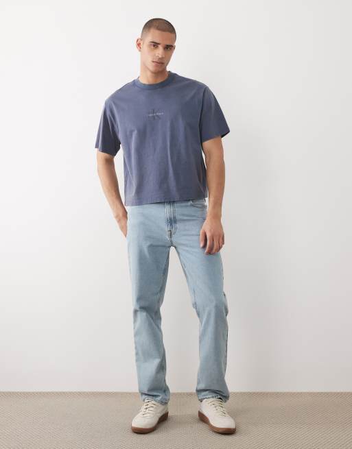 Calvin Klein Jeans - T-shirt con logo anni '90 lavaggio blu denim , 2 di 5