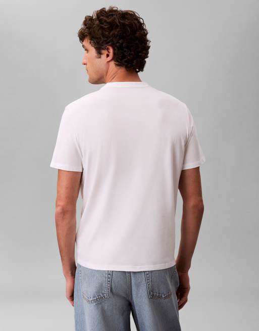 Calvin Klein Jeans - T-shirt con logo sul petto bianca, 3 di 3