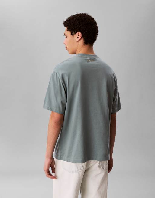 Calvin Klein Jeans - T-shirt décontracté à imprimé graphique - Vert délavé, 4 de 4