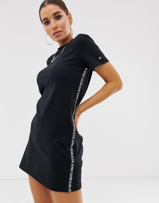 Calvin Klein Jeans t shirt dress with logo taping ASOS