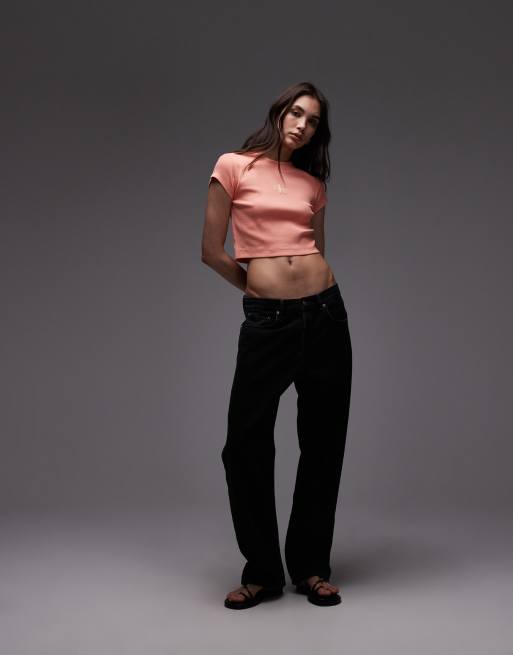 Calvin Klein Jeans - T-shirt effet rétréci à logo monogramme - Pêche, 3 de 4