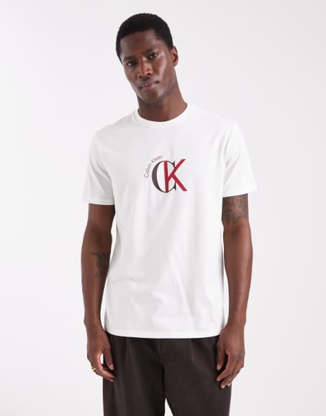 Calvin Klein Jeans - T-shirt en interlock à motif sur le devant - Blanc - view 1