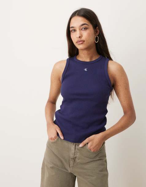 Calvin Klein Jeans - T-shirt gaufré à encolure nageur à monogramme - Bleu marine - view 1