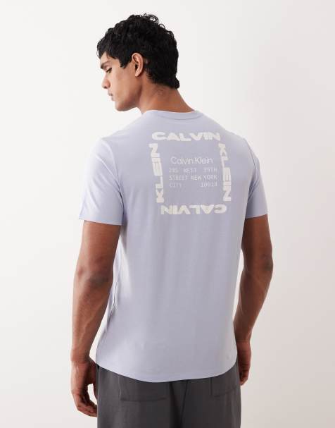 Calvin Klein Jeans – T-Shirt in Hellblau mit Box-Grafikprint - view 1