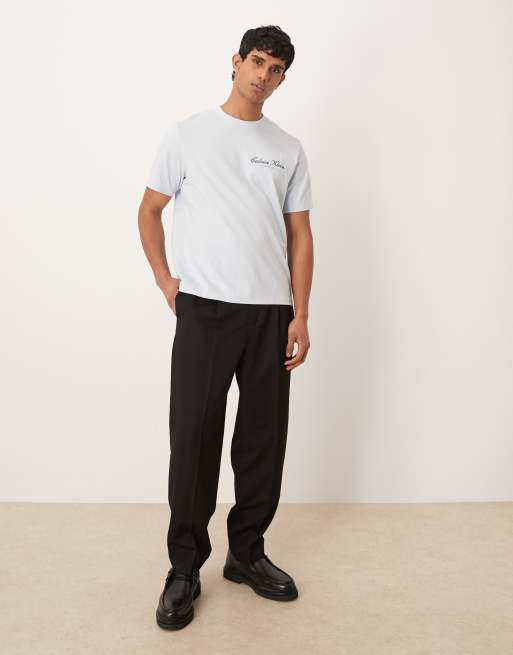 Calvin Klein Jeans – T-Shirt in Hellblau mit Schriftzug, 2 von 5