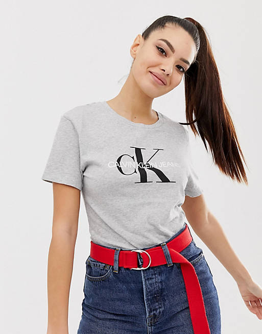 Calvin Klein Jeans – T-Shirt in normaler Passform mit Monogramm-Logo | ASOS