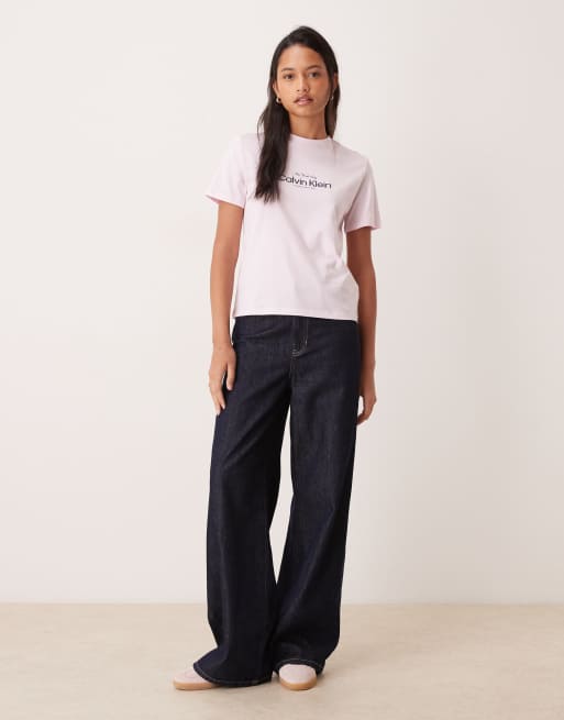 Calvin Klein Jeans – T-Shirt in Rosa mit klassischem Schnitt und Logo , 2 von 4