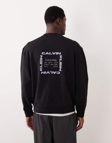 Calvin Klein Jeans – T-Shirt in Schwarz mit Box-Grafikprint auf der Brust - view 1