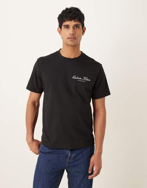 Calvin Klein Jeans – T-Shirt in Schwarz mit grafischem Logo-Schriftzug - view 1