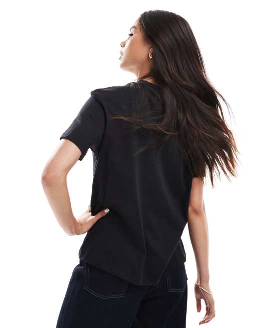 Calvin Klein Jeans – T-Shirt in Schwarz mit Logo-Schriftzug, 4 von 4