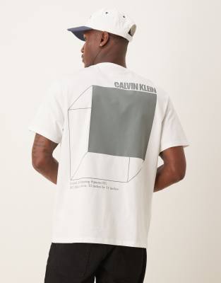 Calvin Klein Jeans – T-Shirt in Weiß mit 3D-Kisten-Rückenprint - view 1