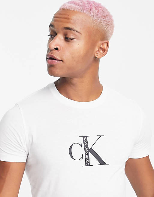 Calvin Klein Jeans – T-Shirt in Weiß mit markentypischem Logo | ASOS
