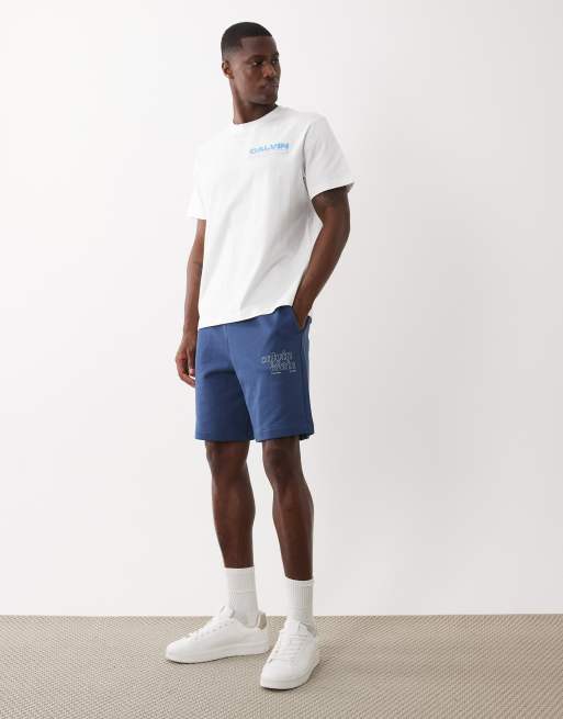Calvin Klein Jeans – T-Shirt in Weiß und Blau mit Logo auf der Brust, 2 von 5