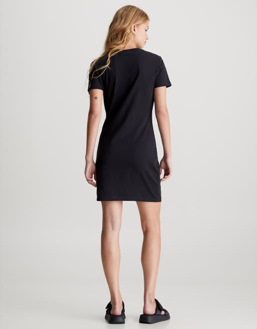 Calvin Klein Jeans – T-Shirt-Kleid in Ck-Schwarz mit Monogramm, 2 von 4