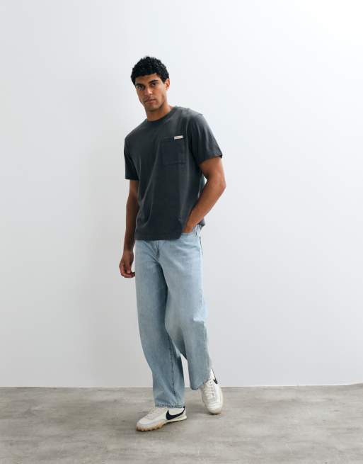 Calvin Klein Jeans T-shirt med lomme i vasket sort, 6 af 7