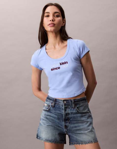 Calvin Klein Jeans - T-shirt met 1968-slogan in blauw - view 1