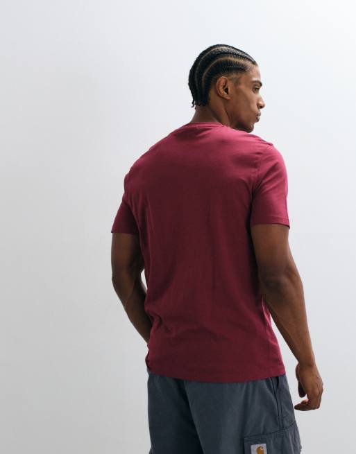 Calvin Klein Jeans T-shirt met geweven label in bordeauxrood, 4 van 5